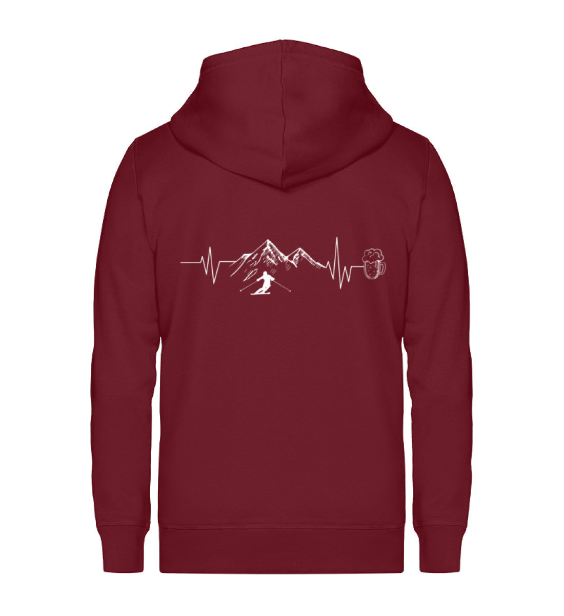 Herzschlag Berge, Bier und Ski - (S.K) - Unisex Premium Organic Sweatjacke klettern Weinrot