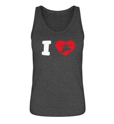 I Love Snowboard - Damen Organic Tanktop snowboarden Grau (meliert)