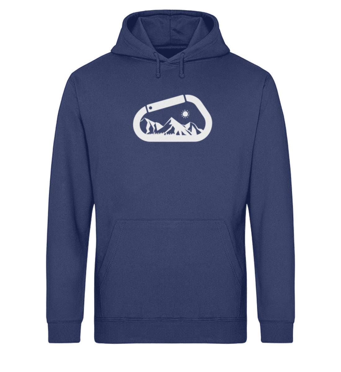 Bergkarabiner - Unisex Organic Hoodie klettern Navyblau