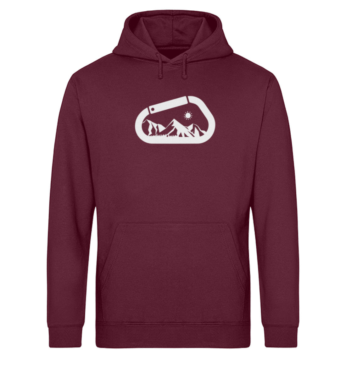 Bergkarabiner - Unisex Organic Hoodie klettern Weinrot