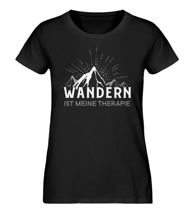 Wandern ist meine Therapie - Damen Organic T-Shirt wandern Schwarz