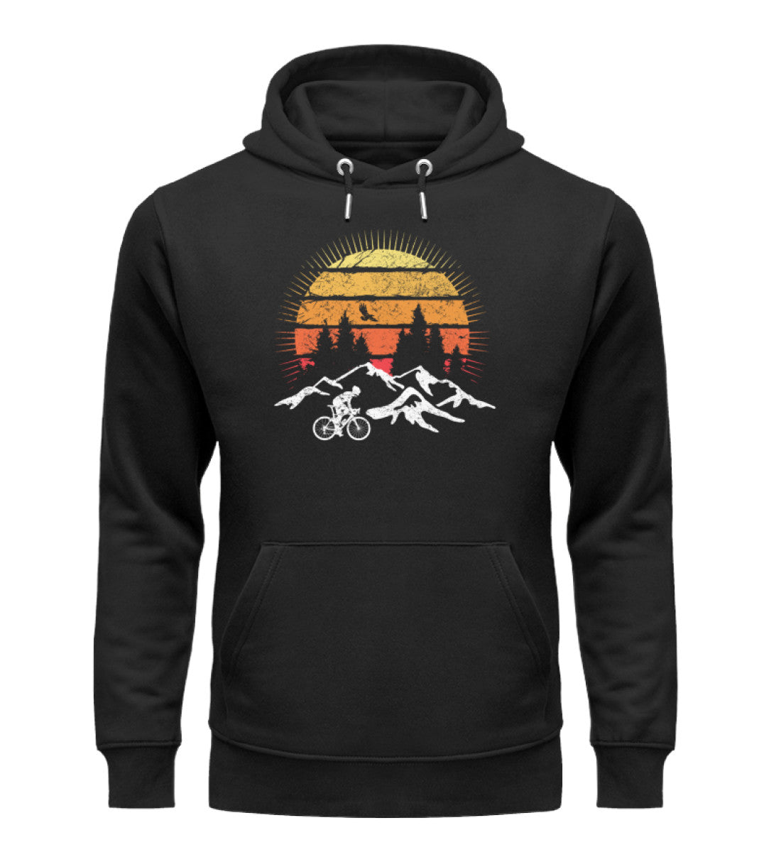 Radfahrer und Sonne Vintage - Unisex Premium Organic Hoodie fahrrad mountainbike Schwarz