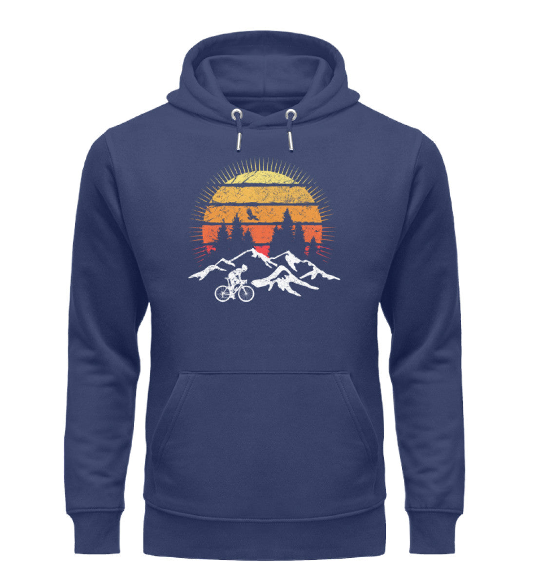 Radfahrer und Sonne Vintage - Unisex Premium Organic Hoodie fahrrad mountainbike Navyblau