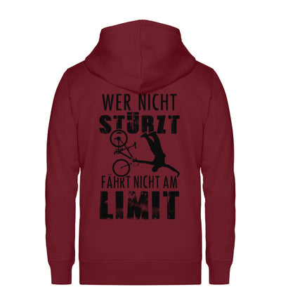 Wer nicht stürzt - fährt nicht am ~ - Unisex Premium Organic Sweatjacke Weinrot