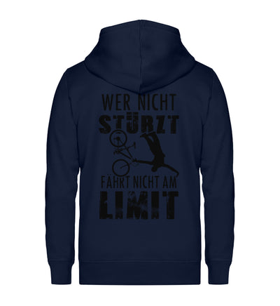 Wer nicht stürzt - fährt nicht am ~ - Unisex Premium Organic Sweatjacke Navyblau