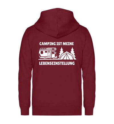 Camping ist meine Lebenseinstellung ~ - Unisex Premium Organic Sweatjacke Weinrot