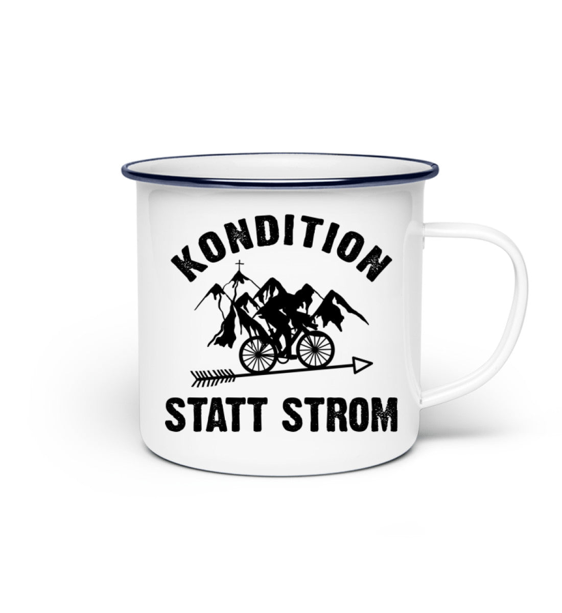 Kondition statt Strom - Emaille Tasse fahrrad mountainbike