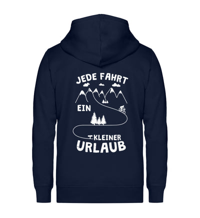 Jede Fahrt ein kleiner Urlaub - Unisex Premium Organic Sweatjacke fahrrad mountainbike Navyblau