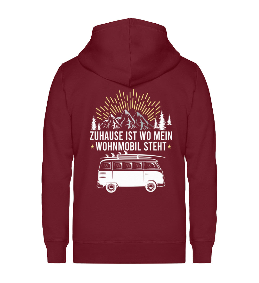 Zuhause ist wo mein Wohnmobil steht ~ - Unisex Premium Organic Sweatjacke Weinrot