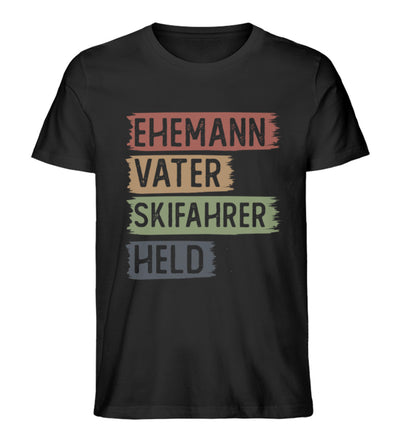 Ehemann, Vater, Skifahrer, Held - Herren Premium Organic T-Shirt ski Schwarz