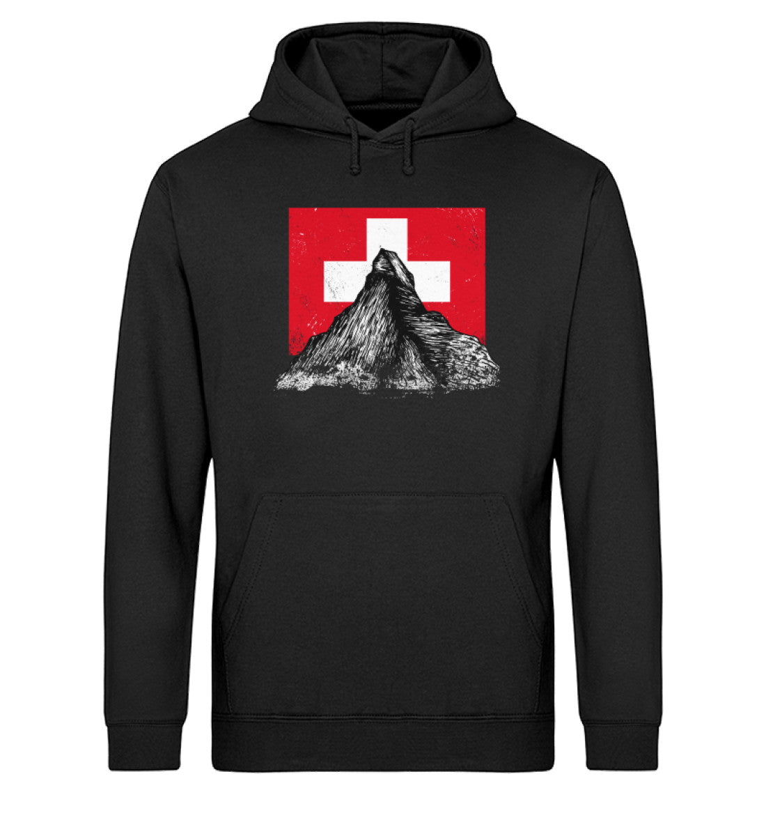 Walliser Alpen Schweiz - Unisex Organic Hoodie berge Schwarz