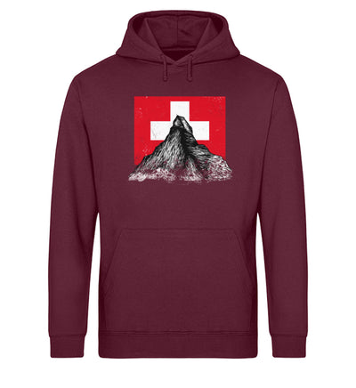 Walliser Alpen Schweiz - Unisex Organic Hoodie berge Weinrot