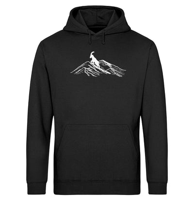 Alpensteinbock auf Berg - Unisex Organic Hoodie berge klettern wandern Schwarz