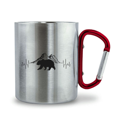 Herzschlag Berge und Bär - Karabiner Tasse berge camping wandern 330ml