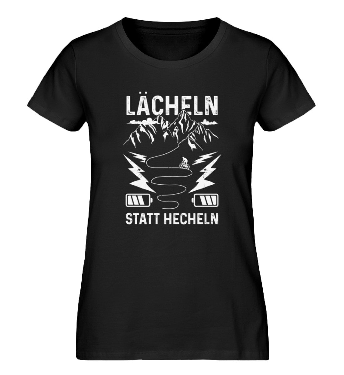 Lächeln statt hecheln - Damen Organic T-Shirt e-bike Schwarz