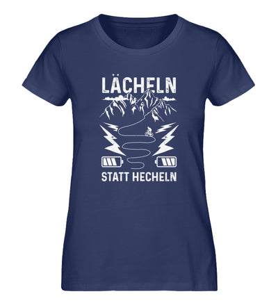 Lächeln statt hecheln - Damen Organic T-Shirt e-bike Navyblau