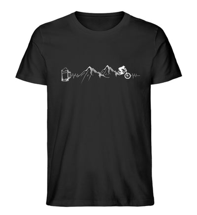 Herzschlag Berge, Biker und Bier - Herren Organic T-Shirt mountainbike Schwarz