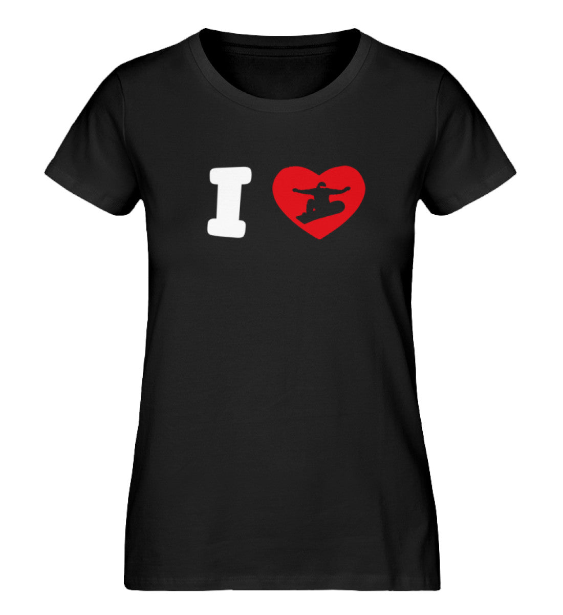 I Love Snowboard - Damen Organic T-Shirt snowboarden Schwarz