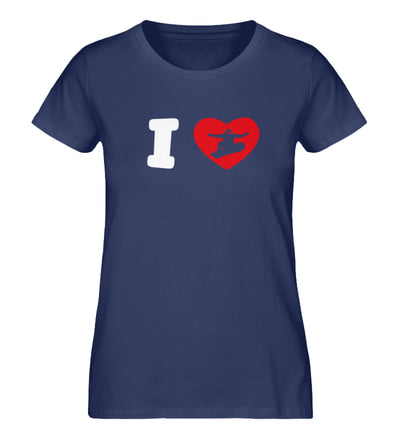 I Love Snowboard - Damen Organic T-Shirt snowboarden Navyblau