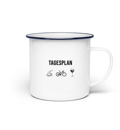 Tagesplan Kaffee, Fahrrad und Wein - Emaille Tasse fahrrad mountainbike