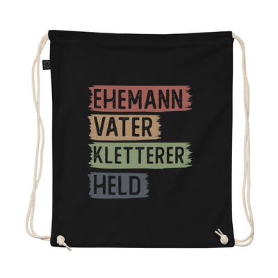 Ehemann, Vater, Kletterer, Held - Organic Turnbeutel klettern