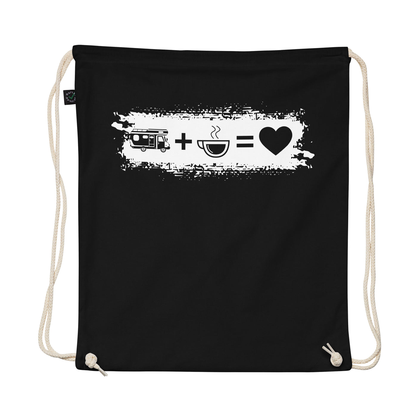 Grunge Rectangle - Heart - Coffee - Camping Van - Organic Turnbeutel camping