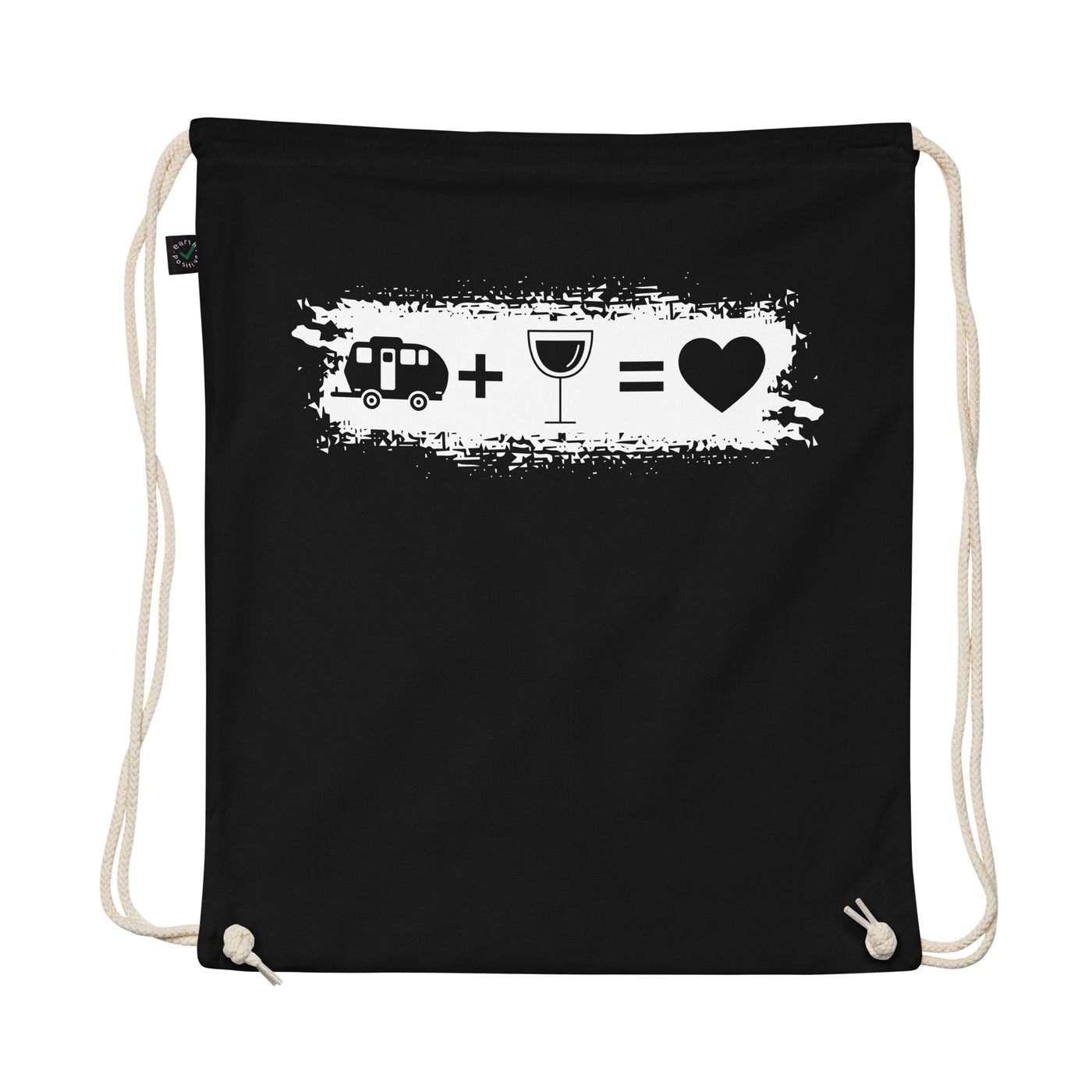 Grunge Rectangle - Heart - Wine - Camping Caravan - Organic Turnbeutel camping