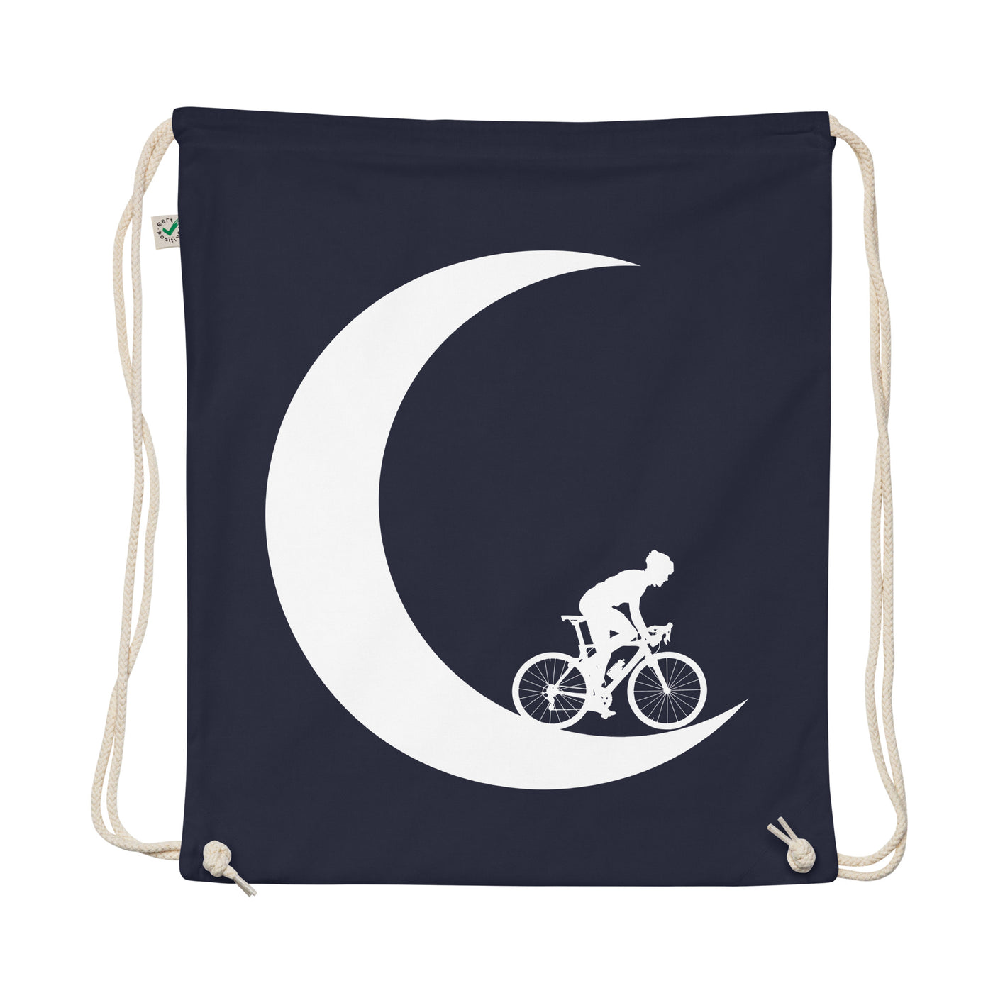 Crescent Moon - Man Cycling - Organic Turnbeutel fahrrad