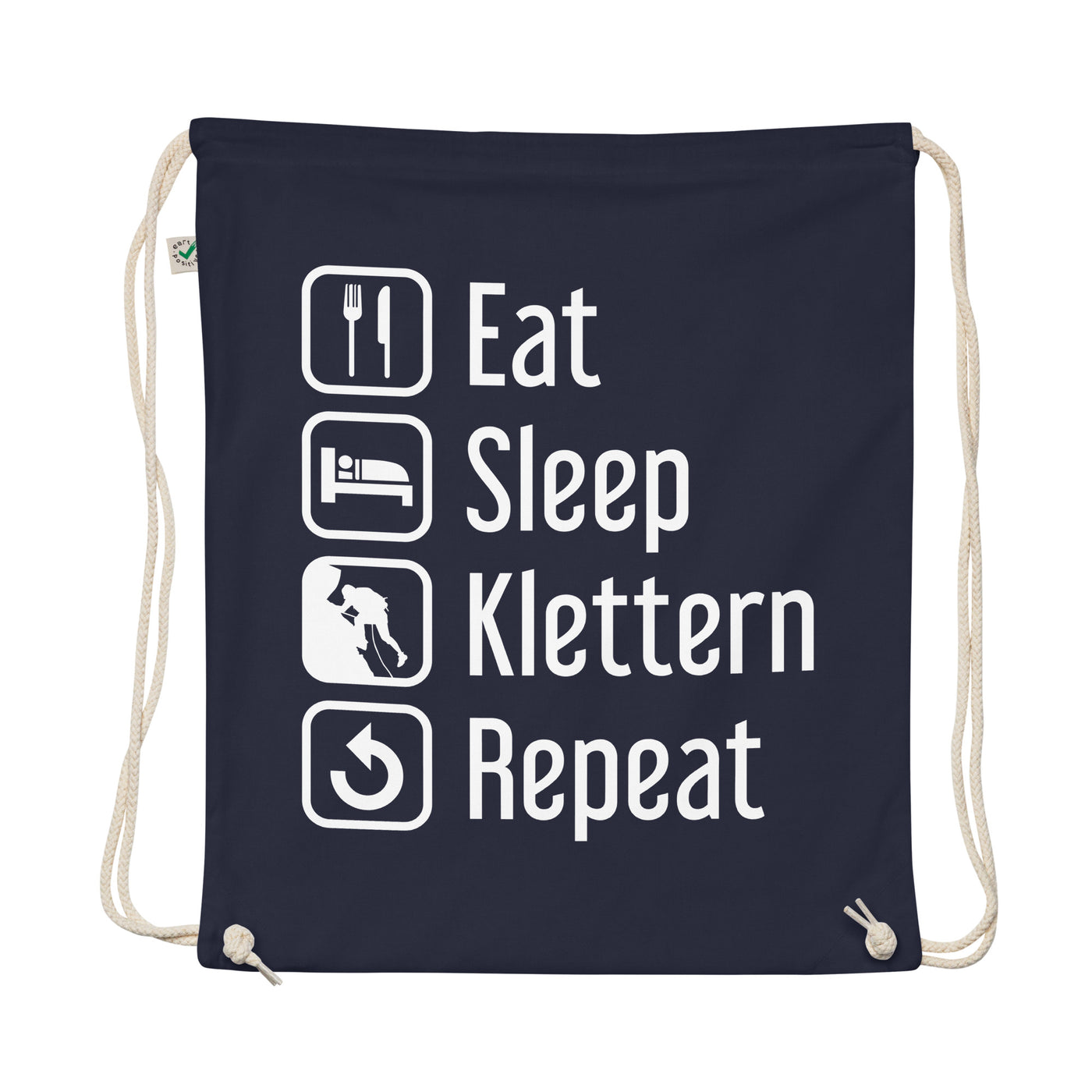 Eat Sleep Klettern Repeat - Organic Turnbeutel klettern