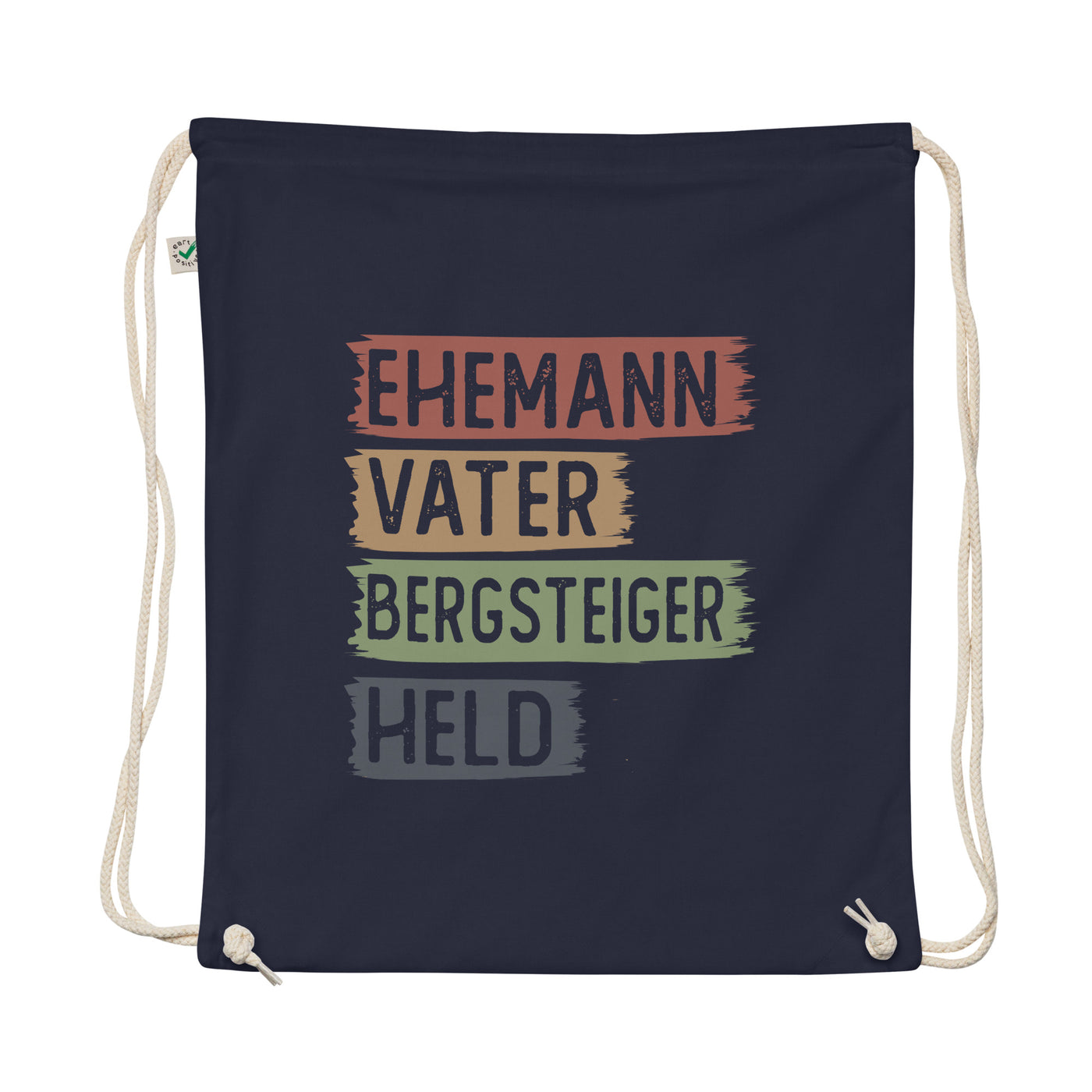 Ehemann, Vater, Bergsteiger, Held - Organic Turnbeutel berge