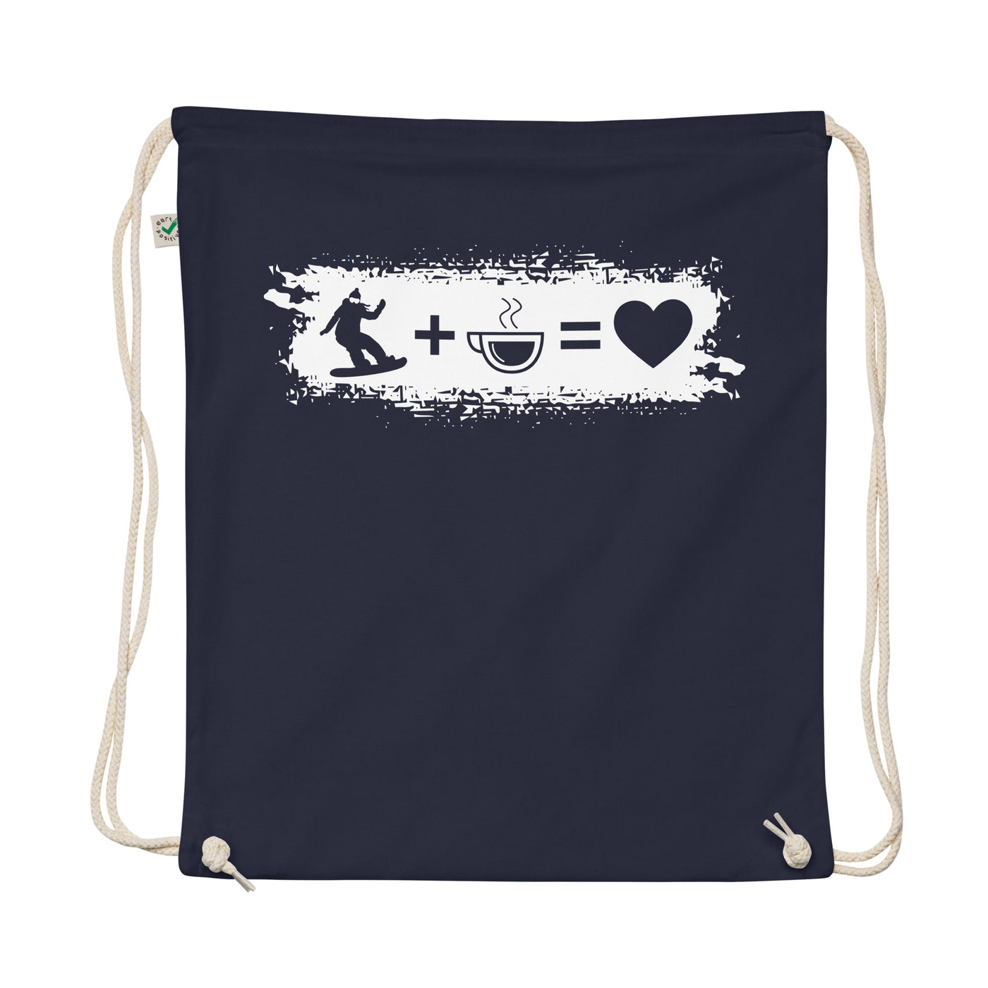 Grunge Rectangle - Heart - Coffee - Female Snowboarding - Organic Turnbeutel snowboarden