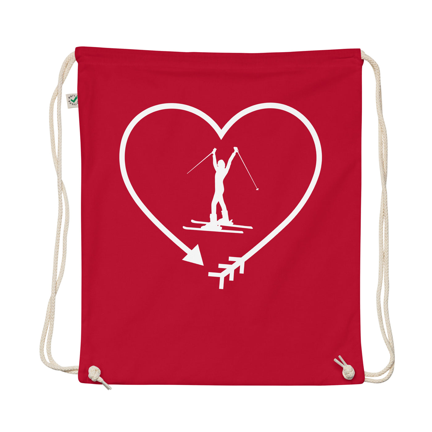 Arrow In Heartshape And Skiing 1 - Organic Turnbeutel ski