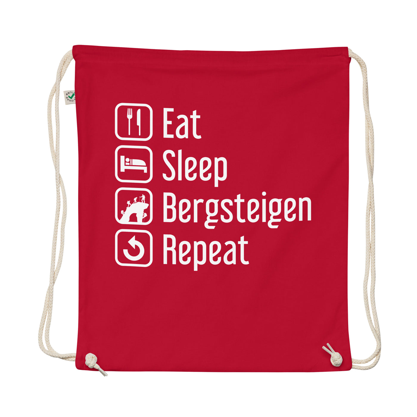 Eat Sleep Bergsteigen Repeat - Organic Turnbeutel klettern