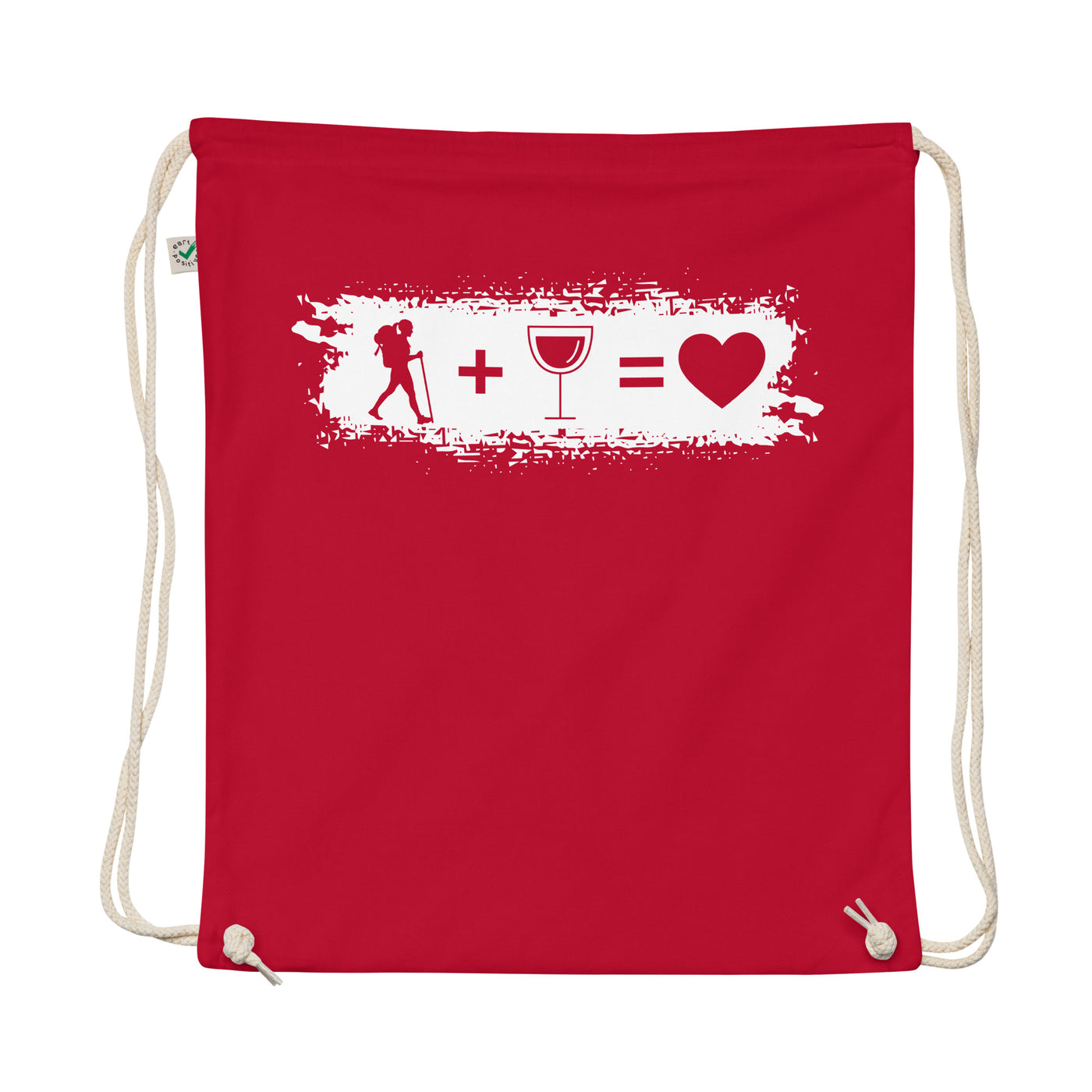 Grunge Rectangle - Heart - Wine - Female Hiking - Organic Turnbeutel wandern