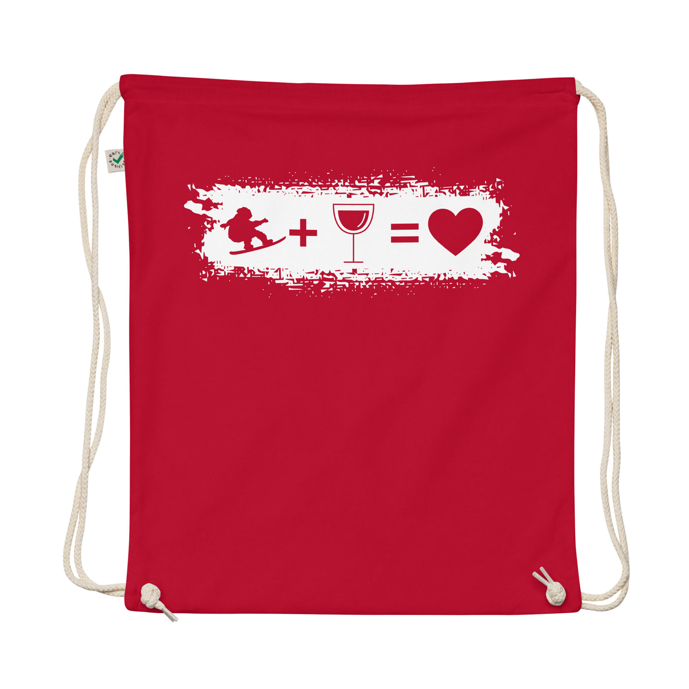 Grunge Rectangle - Heart - Wine - Snowboarding - Organic Turnbeutel snowboarden