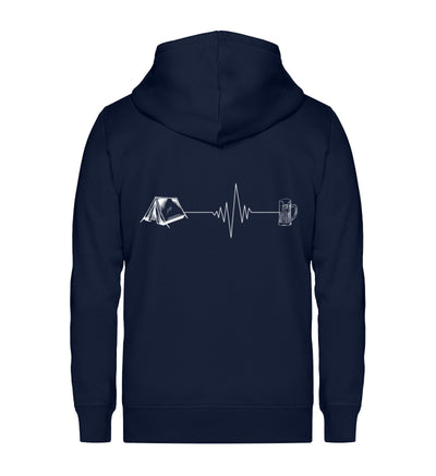 Herzschlag Zelten und Bier - Unisex Premium Organic Sweatjacke camping Navyblau