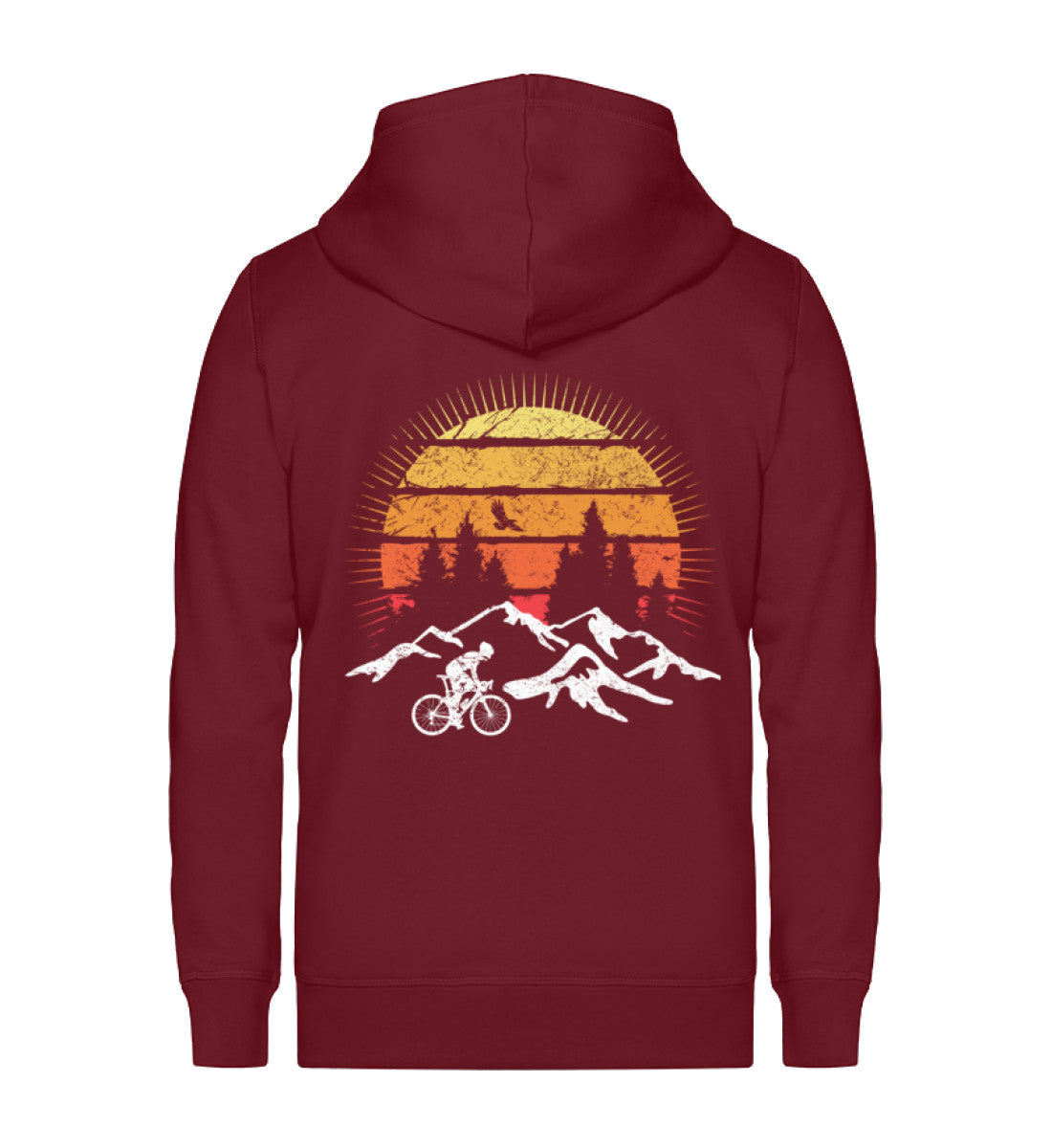 Radfahrer und Sonne Vintage - Unisex Premium Organic Sweatjacke fahrrad mountainbike Weinrot