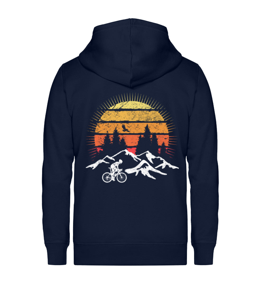 Radfahrer und Sonne Vintage - Unisex Premium Organic Sweatjacke fahrrad mountainbike Navyblau