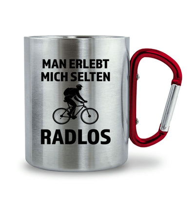 Man erlebt mich selten radlos - Karabiner Tasse fahrrad mountainbike 330ml