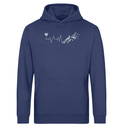 Herzschlag Berge und Wein - Unisex Organic Hoodie berge wandern Navyblau