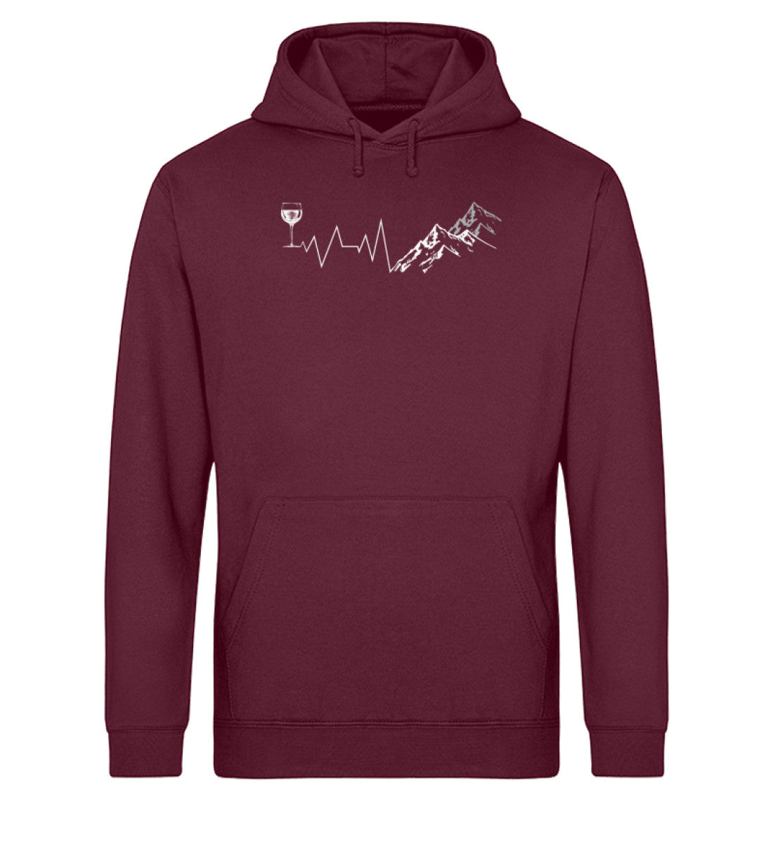 Herzschlag Berge und Wein - Unisex Organic Hoodie berge wandern Weinrot