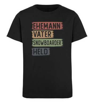 Ehemann, Vater, Snowboarder, Held - Kinder Premium Organic T-Shirt snowboarden Schwarz