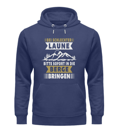 Bitte sofort in die Berg bringen - Unisex Premium Organic Hoodie berge wandern Navyblau