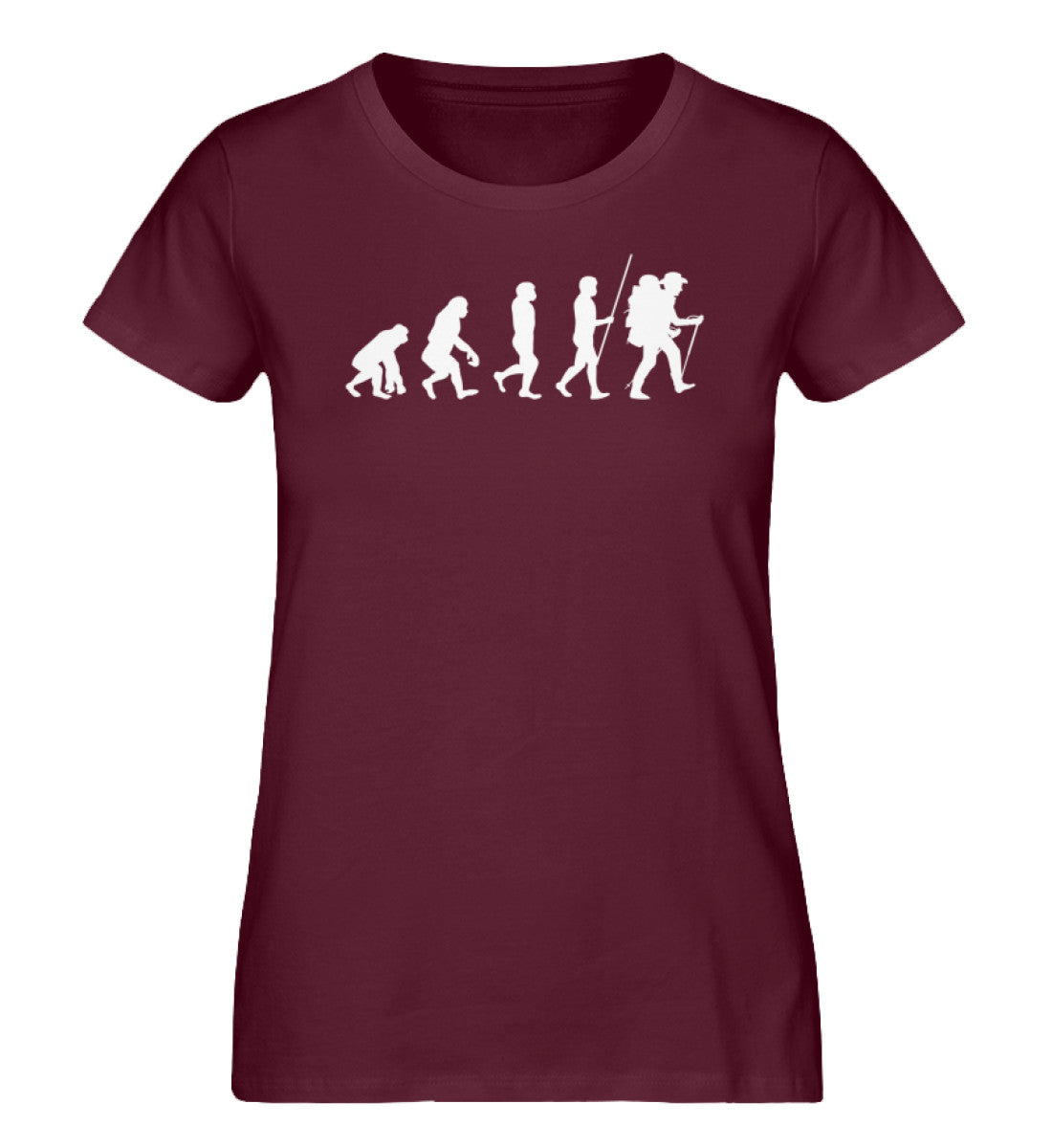 Evolution Wandermensch - Damen Premium Organic T-Shirt wandern Weinrot