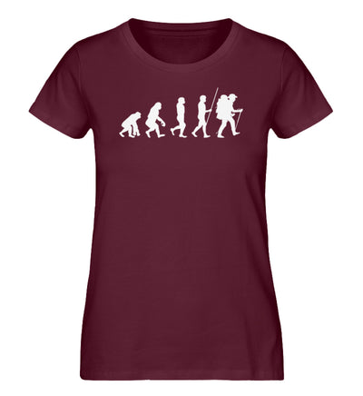 Evolution Wandermensch - Damen Premium Organic T-Shirt wandern Weinrot