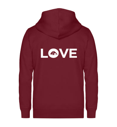 LOVE Zelt - Unisex Premium Organic Sweatjacke camping Weinrot