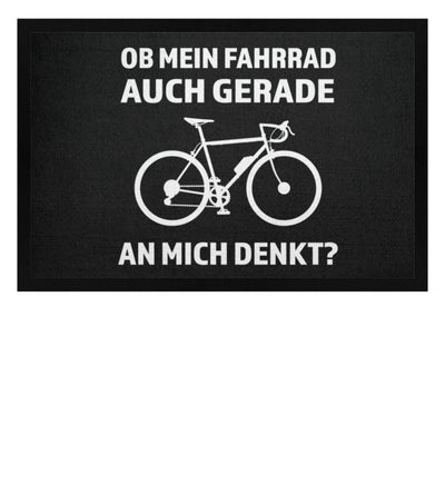 Ob mein Fahrrad gerade an mich denkt- Fußmatte mit Gummirand fahrrad Schwarz