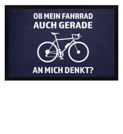 Ob mein Fahrrad gerade an mich denkt- Fußmatte mit Gummirand fahrrad Navy