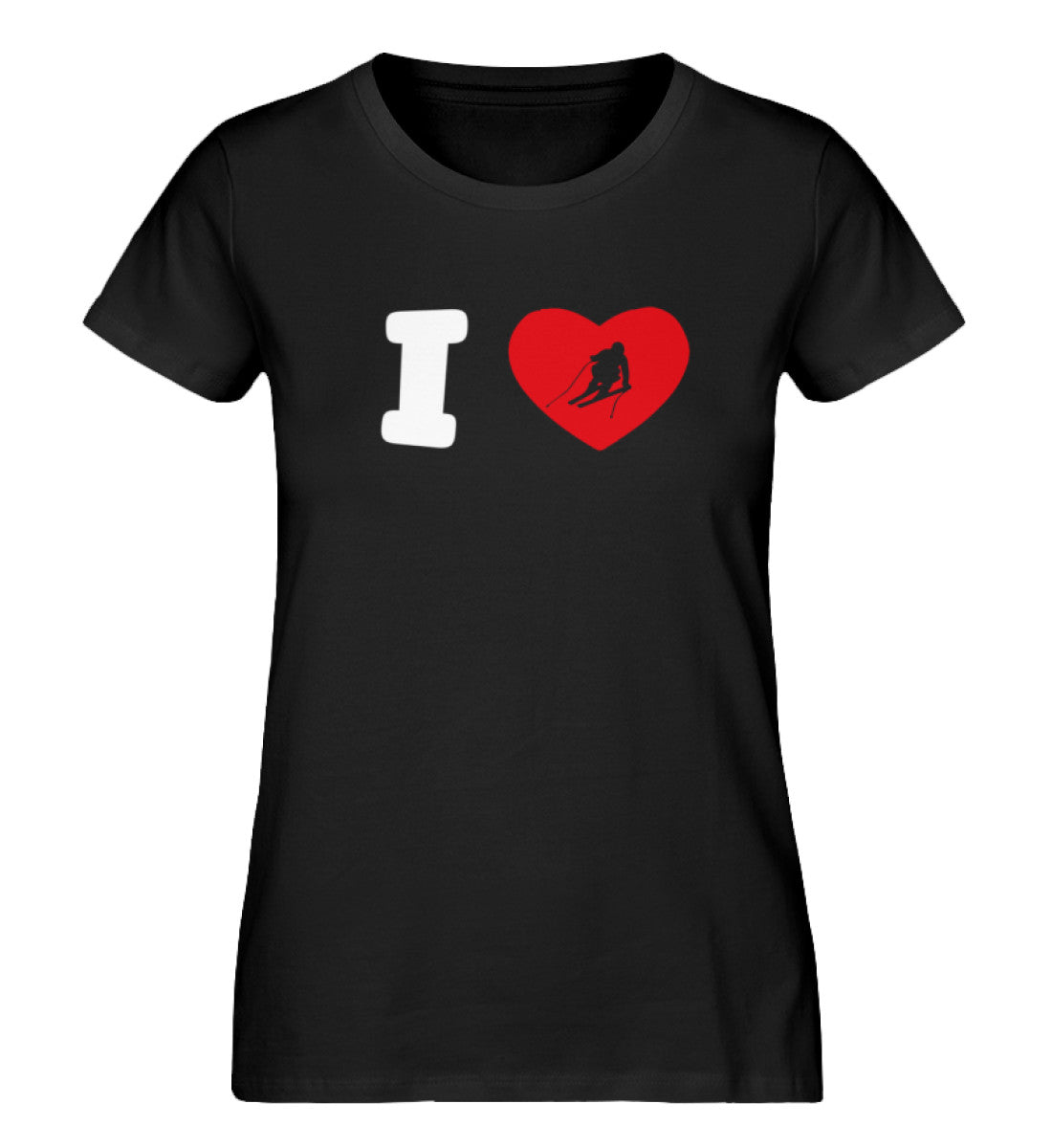 I Love Ski - Damen Organic T-Shirt ski Schwarz