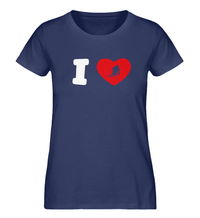 I Love Ski - Damen Organic T-Shirt ski Navyblau